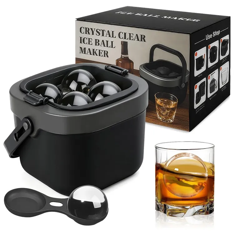 无气泡透明冰块模具威士忌冰球模具酒吧老冰大冰球制作器制冰盒