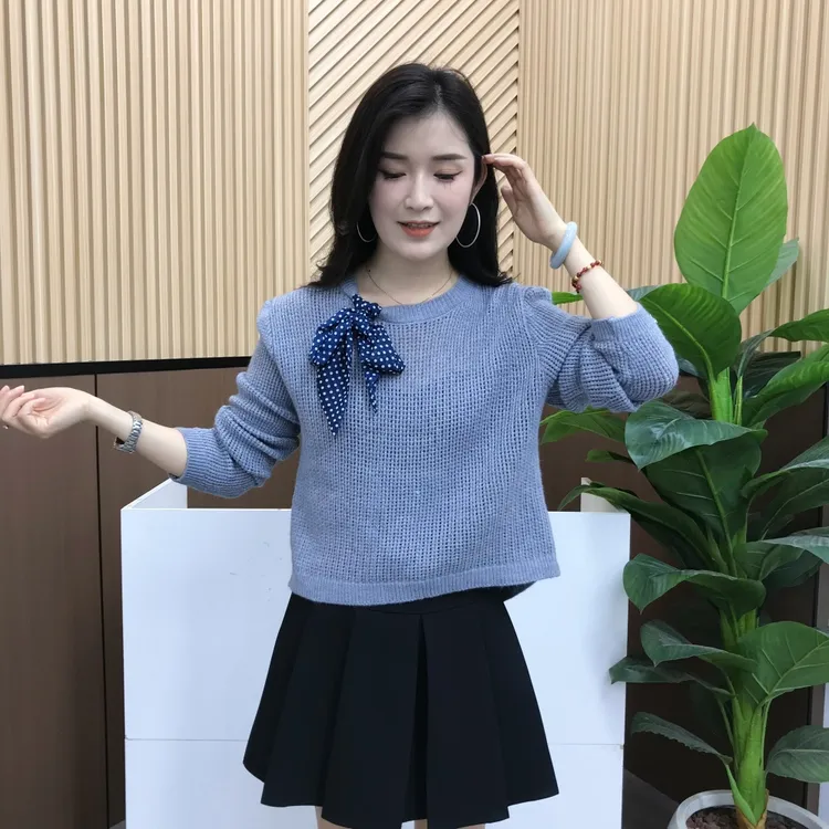 度假风圆领配丝巾镂空针织衫女2025夏季新款防晒外搭罩衫显瘦上衣