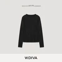 W.Diva【空山】秋季双结构线舒适修身圆领毛织打底衫慵懒53Z222710
