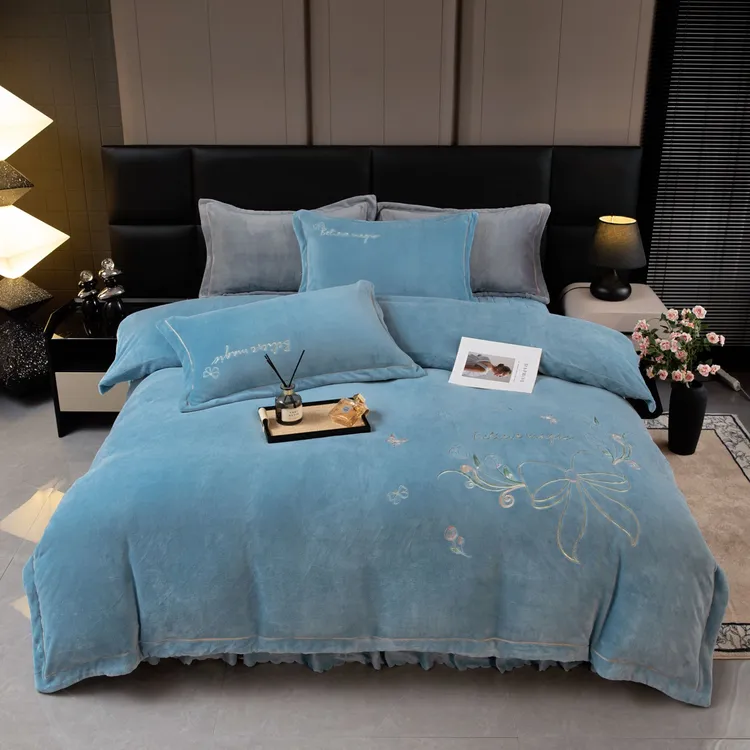 2025新款高端加厚牛奶绒四件套冬季加厚牛奶绒被套牛奶绒床盖