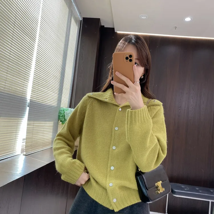 IMFLY金小金自制女装 针织衫DYW9957秋冬简约款大翻领针织开衫