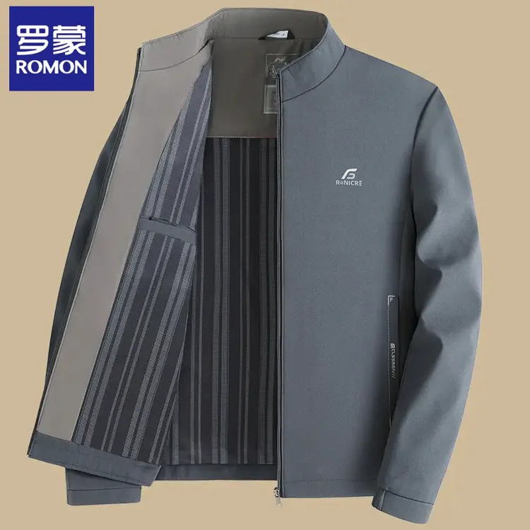 罗蒙春装夹克中年男士外套40岁50休闲百搭中老年春秋季立领上衣服