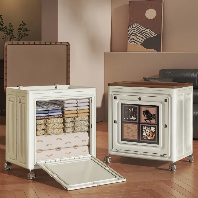 衣服收纳箱家用超大容量可移动整理储物箱折叠翻盖被子玩具储物柜