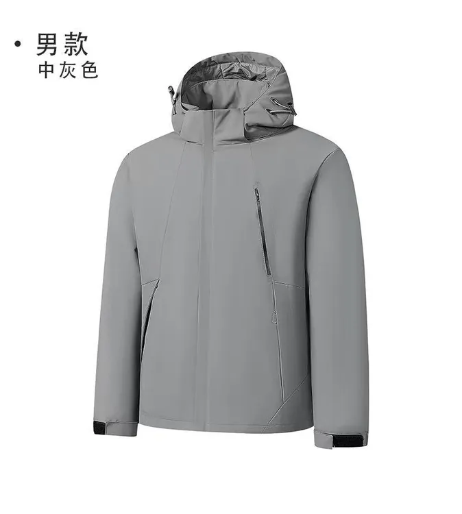 Tiannade男款纯色冲锋棉衣黑金石墨烯多口袋时尚三防保暖09129