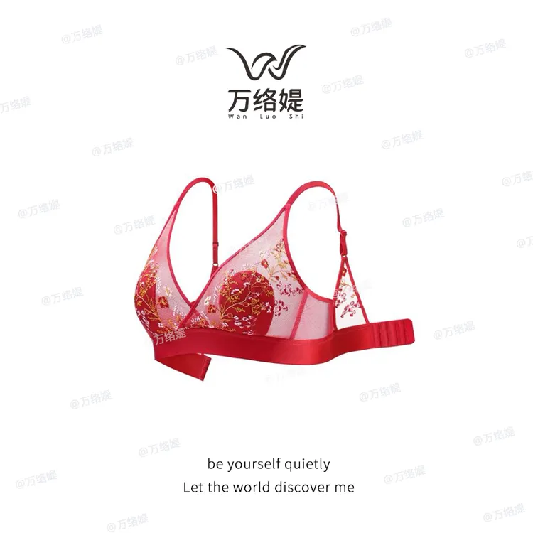 万络媞水晶2026年新款法式刺绣高定蕾丝舒适显小透气女士内衣文胸