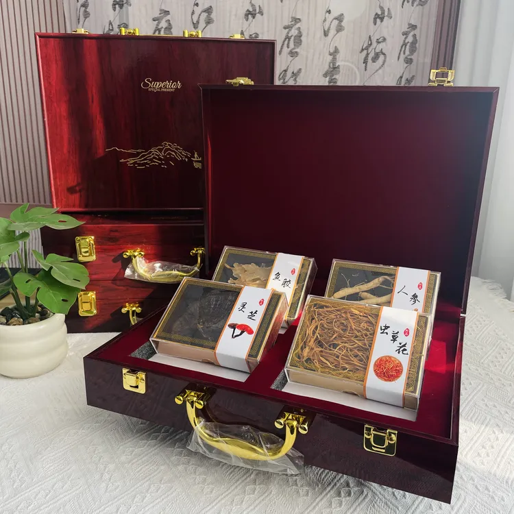 【轻奢款】灵芝年货礼盒 高端定制钢琴烤漆木箱 春节送礼送长辈