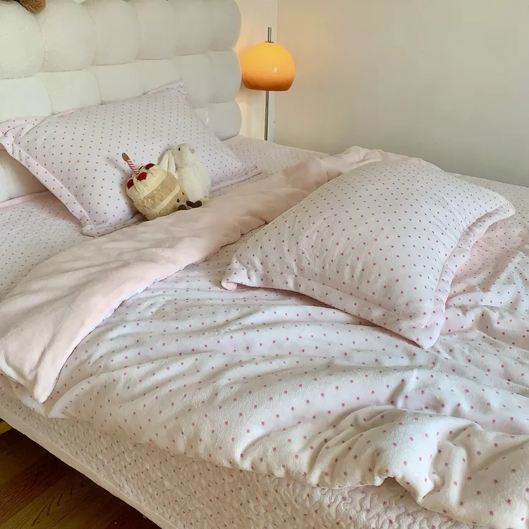 【牛奶绒床盖款四件套】冬季保暖牛奶绒夹棉加厚床单双面加绒被罩