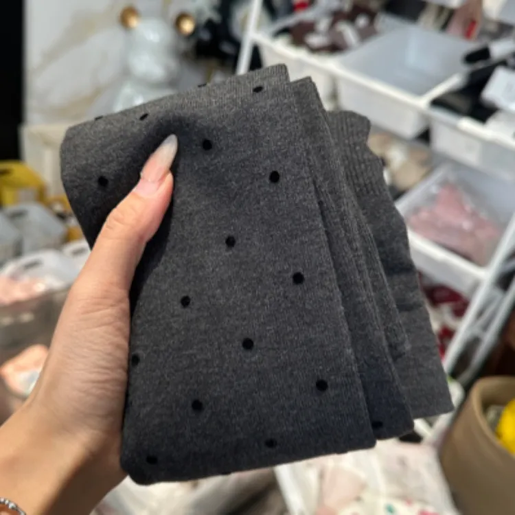 秋冬加绒波点连裤袜女显瘦保暖打底裤外穿均码时尚休闲百搭黑灰