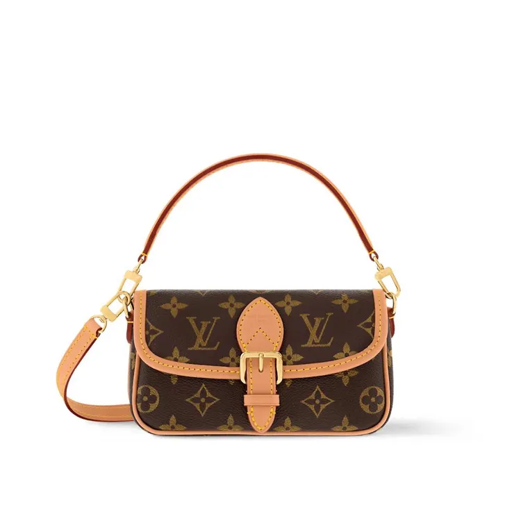 99新 LV LouisVuitton/路易威登老花法棍nano斜挎单肩腋下包冰冰