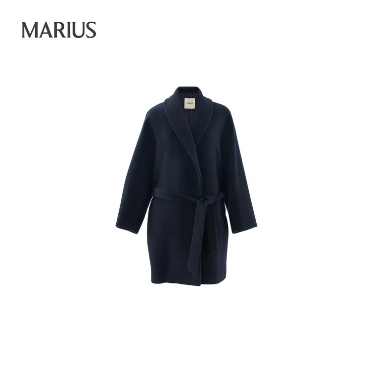 MARIUS”浴袍大衣“苏力TEXCO宽松大翻领微茧型浴袍式大衣