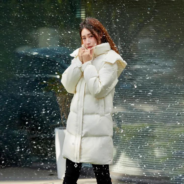 2025新款【小个子定制】长款羽绒服女士百搭白鸭绒外套宽松连帽保