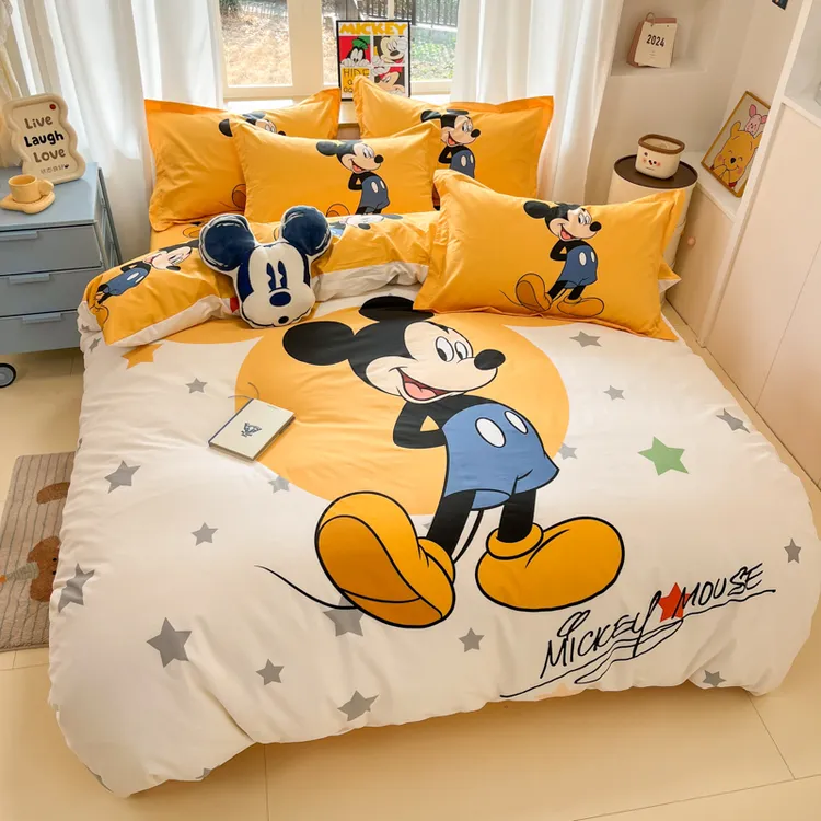 25年新款全棉套件卡通印花斜纹纯棉床上用品四件套学生宿舍三件套