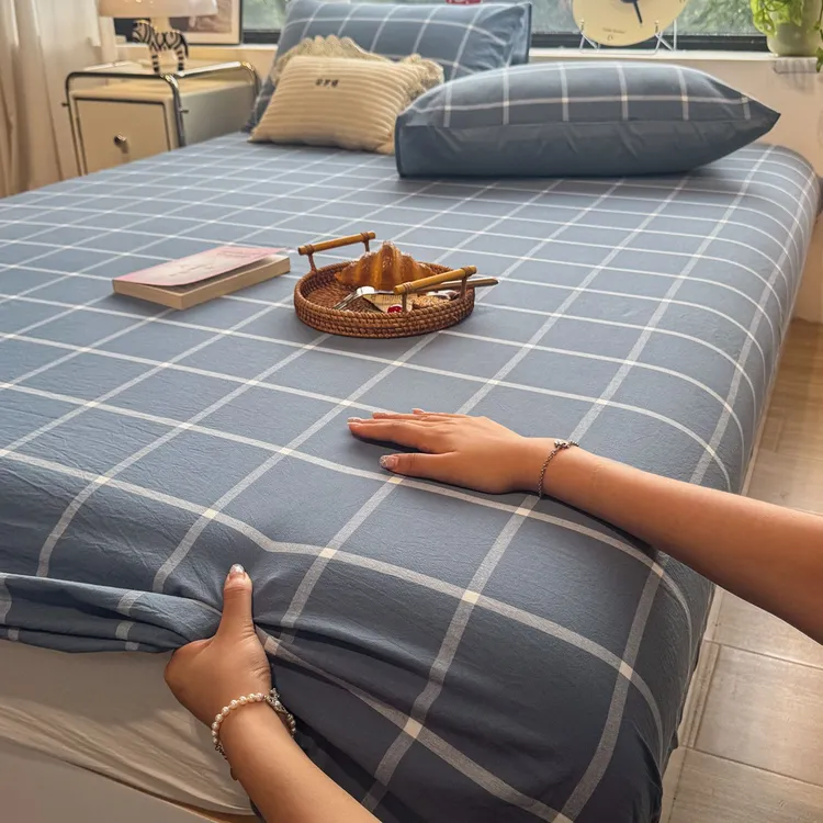 A类母婴级格子简约床笠床单单件纯棉100%全棉2025新款床垫保护罩