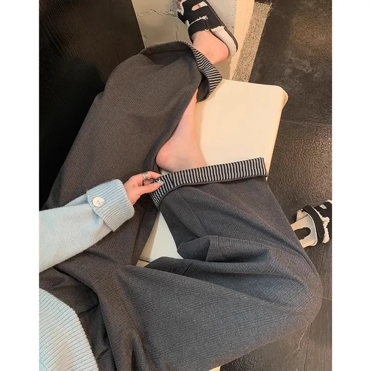 孕妇裤子无托腹日系复古休闲裤春秋季窄版直筒外穿长裤阔腿裤夏季