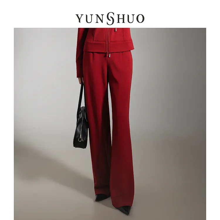 允硕新品时尚百搭气质休闲女装保暖纯色简约遮胯高腰裤子198305