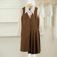 一路童行【诗M】3091842 假两件拼接衬衫连衣裙春秋女装品牌折扣