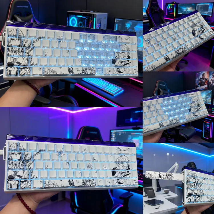 薇尔莉特2.0键帽侧刻透光ace68 x87 MT87醉鹿a75 迈从jet756587等
