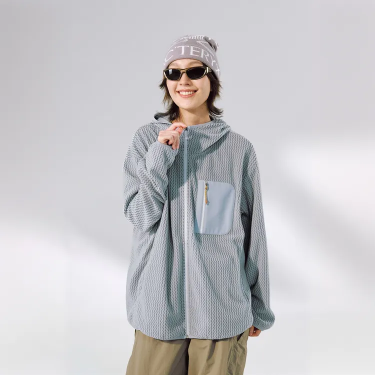 ChicSoso巴塔波浪纹拉链外套春秋户外防风运动潮流休闲连帽夹克男