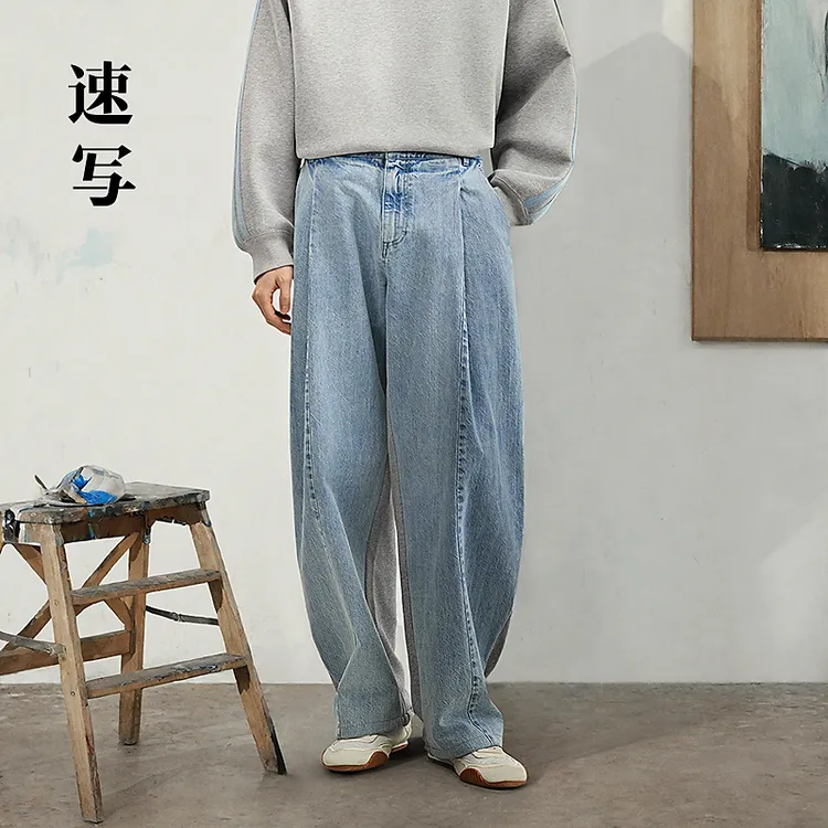 【商场同款】速写男装2025春新品牛仔裤棉质宽松弯刀裤9P1E11320