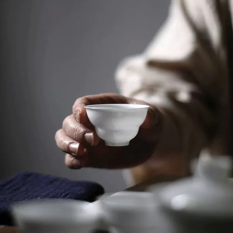 薄胎骨瓷葫芦茶杯36ml品茗杯单个陶瓷潮州工夫茶具小茶杯单丛茶杯