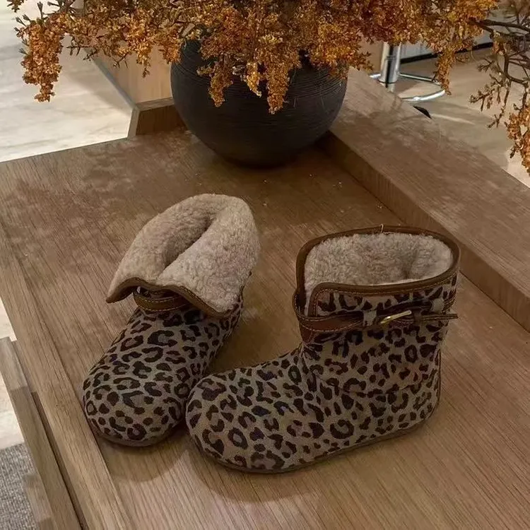 时尚加绒保暖休闲百搭防滑韩版加厚女童男童冬季新款儿童两穿短靴