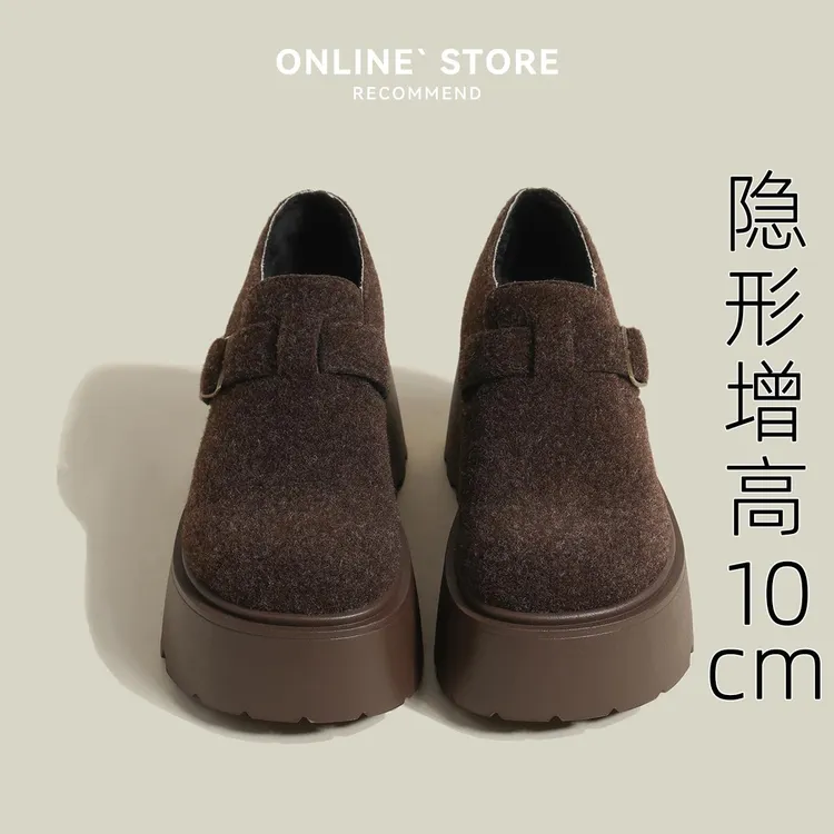 【官网小C&K旗舰店】内增高勃肯鞋女2025年冬季加绒厚底大棉毛毛