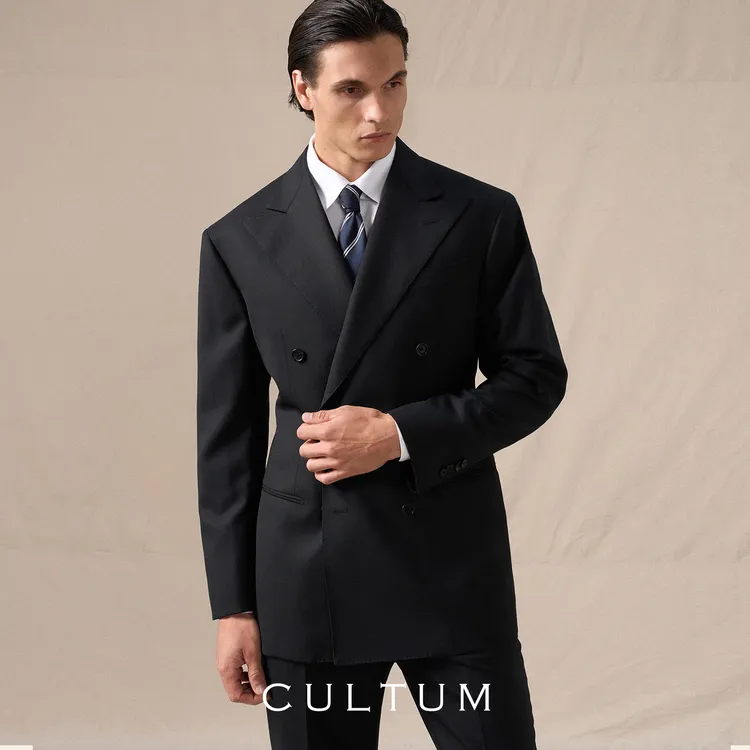 【美利奴羊毛】CULTUM西服套装男士双排扣商务休闲抗皱西装外套