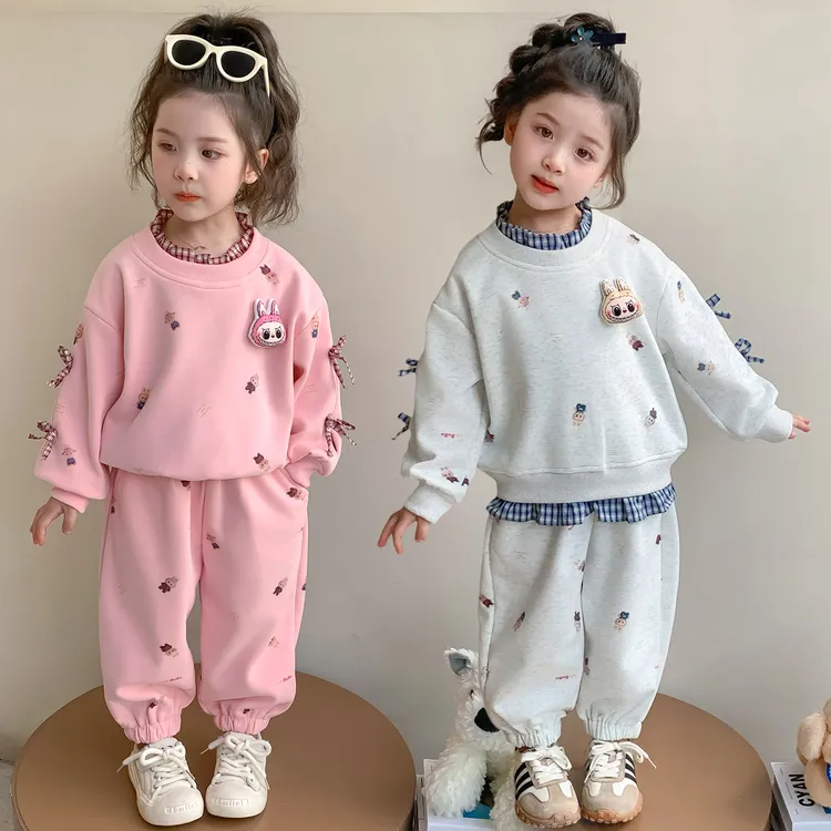 女童套装洋气卡通儿童休闲卫衣两件套小女孩宝宝春秋装2025新款潮