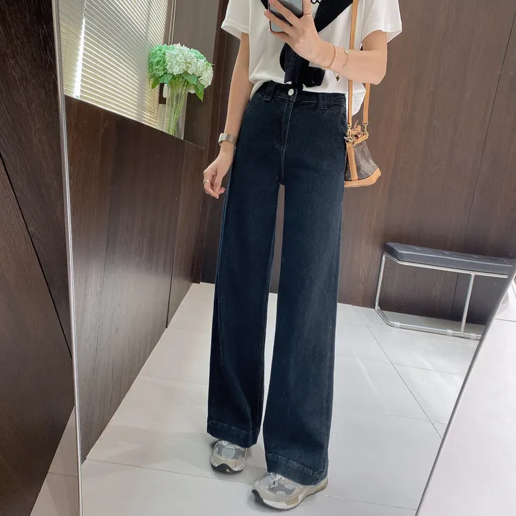 IMFLY金小金自制女装 牛仔裤DYK2776欧若风直筒简约纯色牛仔长裤