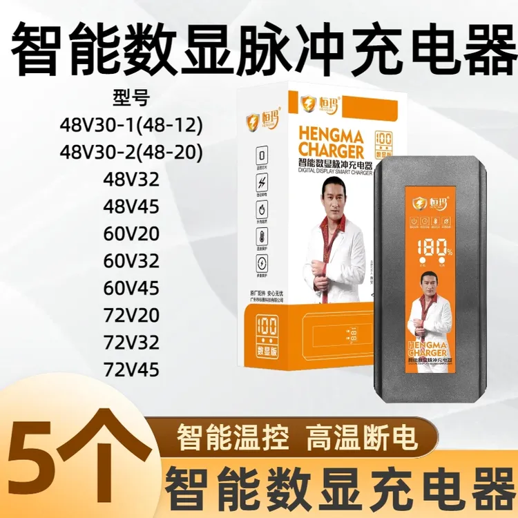 电动车数显充电器脉冲智能数显充电器自动断电智能温控数显充电器