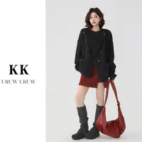 柯柯【暮秋晚风】秋冬季长袖设计感轻奢粗棒针气质毛衣外套KN195
