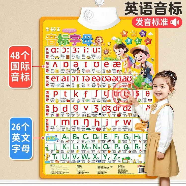 音标有声挂图英语发音和自然拼读发音48个国际英文英语音标挂图