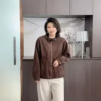 微胖女装【都市沙丘】机车麂皮绒外套秋季新款质感重磅夹克77233