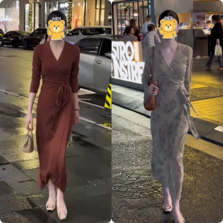  2025秋季新款时尚修身显瘦款女气质网红洋气连衣裙百搭款G6526