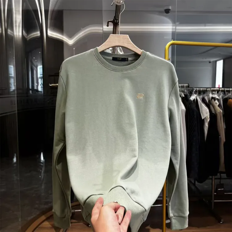 宽松毛圈棉！时尚刺绣！秋冬新款纯色百搭休闲上衣圆领长袖卫衣男