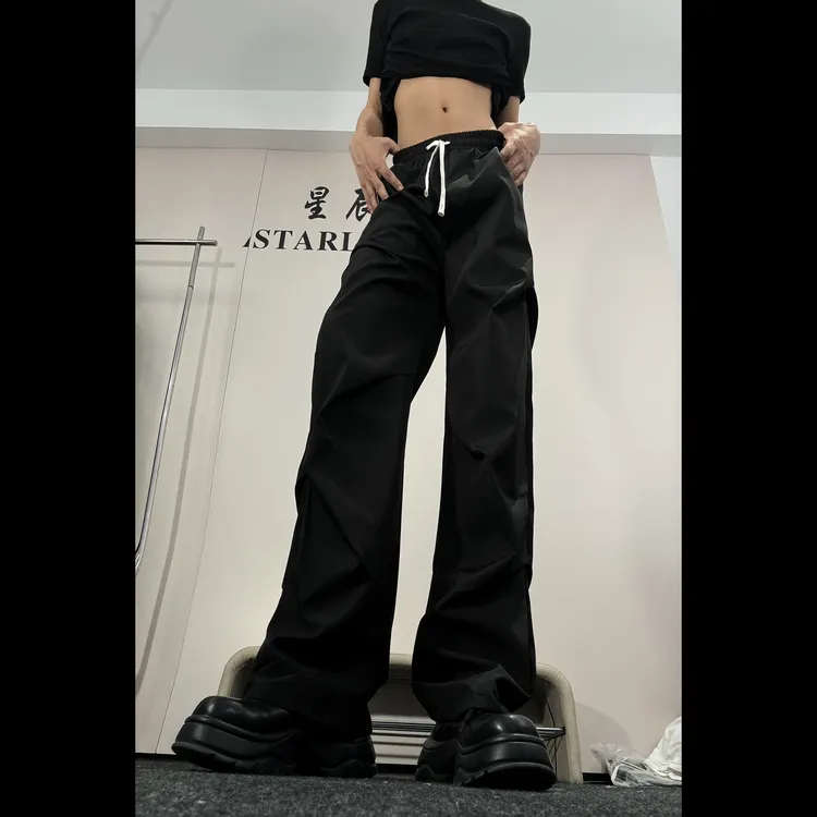 【星辰纪】美式高街压褶垂感男女微喇小众高级cleanfit休闲裤子