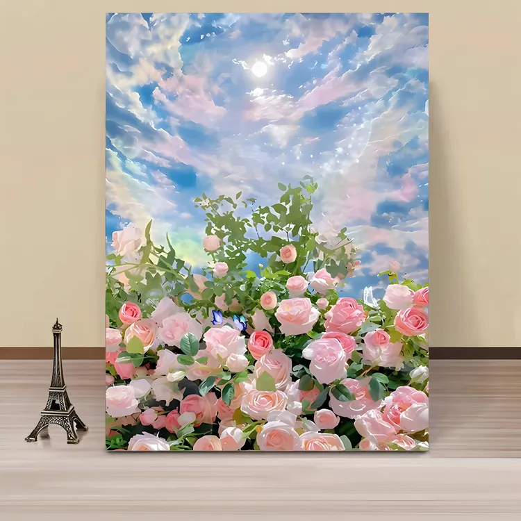 现代轻奢油画风景喷绘花卉系列油画布高级感治愈客厅沙发墙挂画