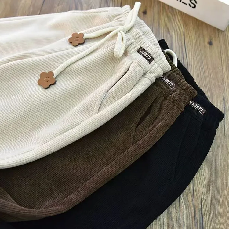 潮款女童加绒加厚一绒直筒裤中大童宽松阔腿裤冬款洋气休闲 长裤