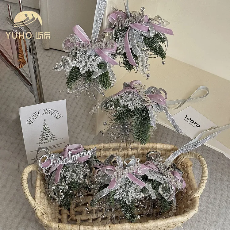 屿后 【紫水晶】圣诞车挂材料包一路平安车载水晶diy挂饰花艺材料