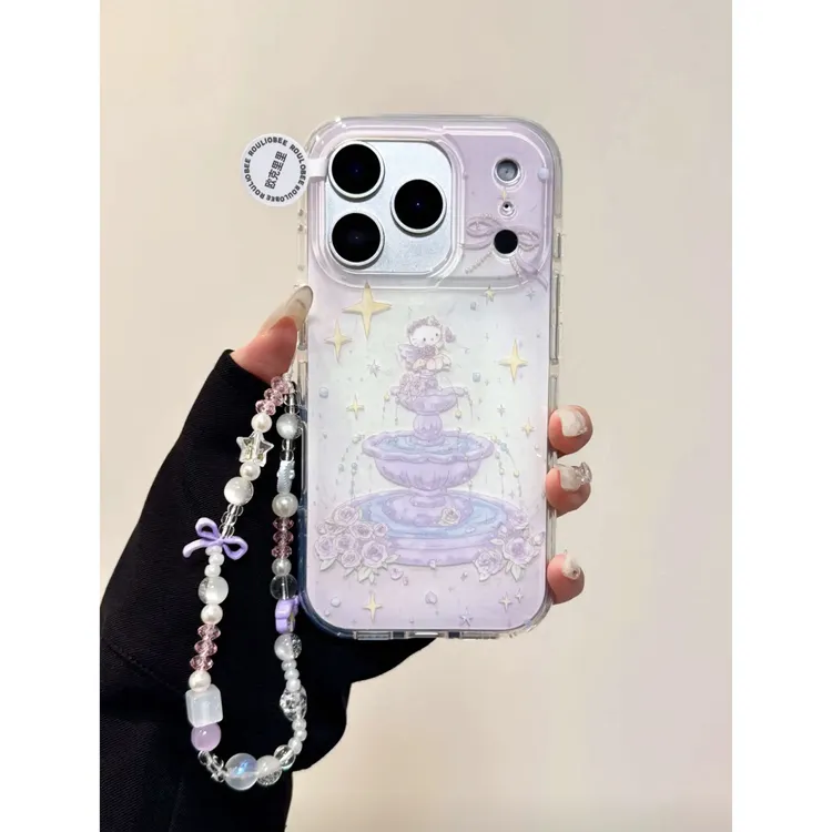 欧克里里紫色Kitty花仙子适用苹果17/16大孔手机壳华为vivo小米op