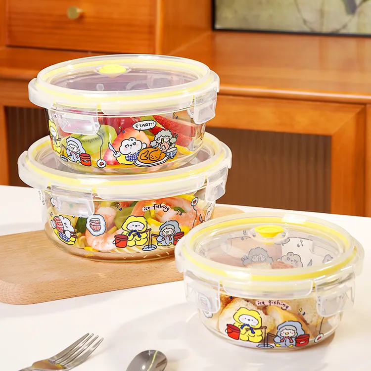 可微波炉加热密封饭盒上班族带饭便当盒家用耐高温玻璃保鲜盒餐盒