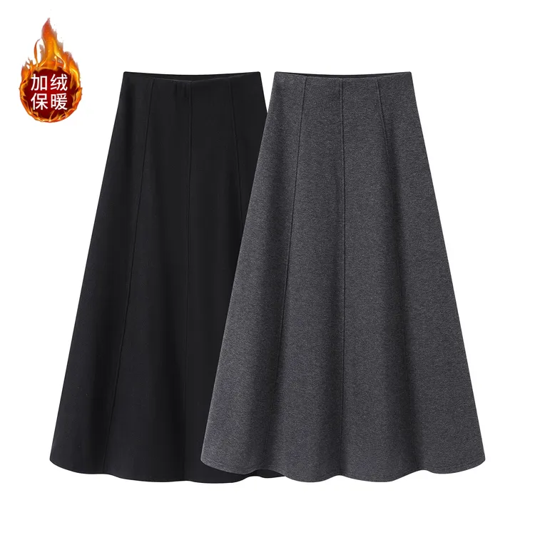 八片式立体剪裁修身毛呢半身裙2026早春新款高腰遮肉显瘦半裙2978