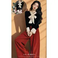 4087+4084套装裤女秋冬大码胖mm上衣阔腿裤子气质独特别致两件套