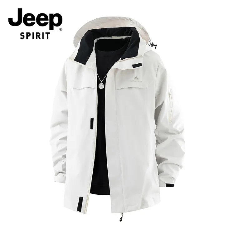 JEEPSPIRIT吉普户外运动连帽外衣男士秋季防风登山服百搭宽松夹克