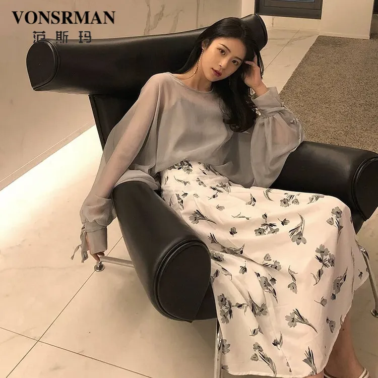 VONSRMAN初春女装套装裙高个子穿搭女生长裙轻熟风港味夏季连衣裙
