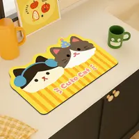 【力力猪】可爱猫狗家用厨房卫生间台面沥水垫吸水防溅水碗盘餐垫子