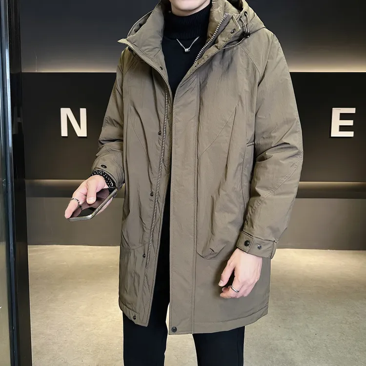 2025冬季新款高级感连帽中长款派克羽绒服男士通勤加厚保暖外套潮