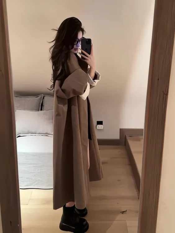 老钱风穿搭英伦宽松外套女2025年秋冬新款复古休闲韩版中长款风衣