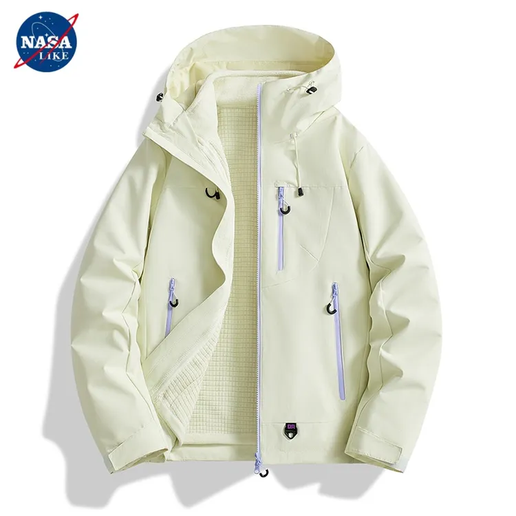 NASA三合一秋季冲锋衣多巴胺防泼水防风可拆卸连帽外套登山服