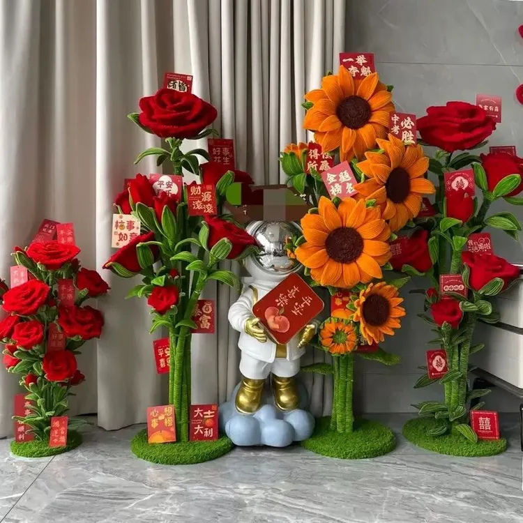 玫瑰花手工编织落地巨型玫瑰扭扭棒手工diy自制材料向日葵闺蜜